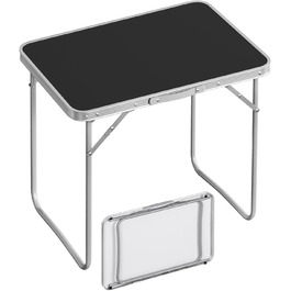 Стіл туристичний складний Woltu 70x50x60 см, алюміній та MDF, для пікніка та відпочинку на природі, чорний