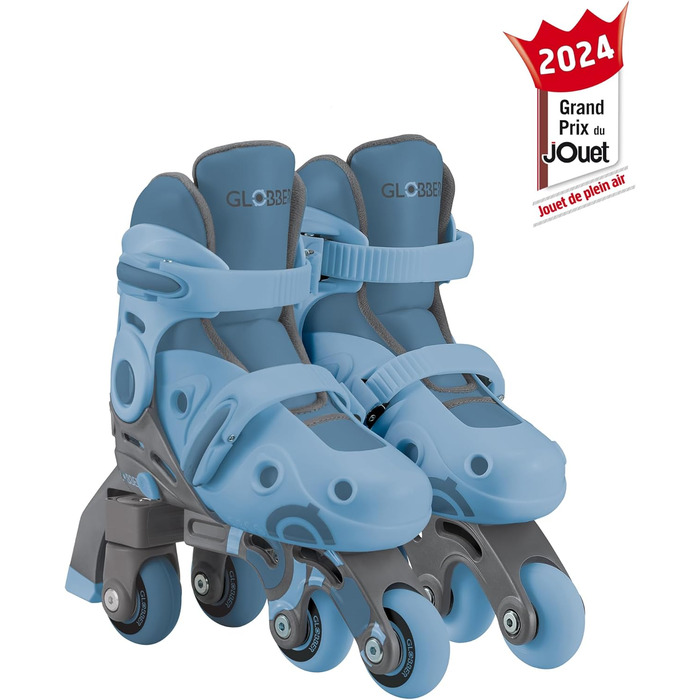 Дитячі ролики Globber 2в1: ролики-ковзани, регульовані, ABEC 9, блакитні (26-29)
