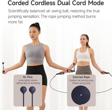 Розумна скакалка Xiaomi Smart Jump Rope з точним відстеженням, Bluetooth 5.0, USB-C, бездротове та дротове підключення, компактна