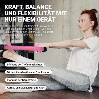 Пілатес кільце MSPORTS 38 см, преміум, подвійна ручка, опір, пастельно-рожеве, для йоги та фітнесу