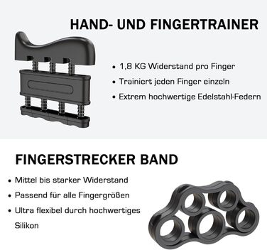 ALPHASKIN Premium Handtrainer: Тренажер для рук та пальців | Набір 2 та 5 шт. | Підвищена сила хвата | Тренування зап'ястя та пальців