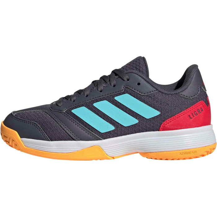Дитячі кросівки Adidas Ligra 8 для залу (33 EU, Aurora Onix Flash Aqua Semi Lucid Red)
