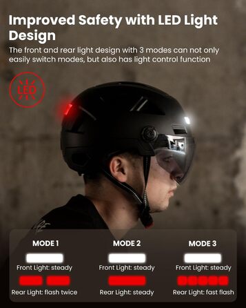 Розумний велосипедний шолом ILM з візором і LED-підсвіткою для жінок і чоловіків, з датчиком гальмування, мигалкою, сенсором світла, індикацією нахилу голови