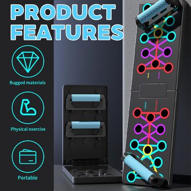 Дошка для віджимань Push Up Board складніша, портативна з неслизькими ручками, фітнес-дошка з неслизьким покриттям, обладнання для фітнесу вдома для нарощування м'язів