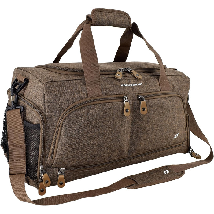 Спортивна сумка FocusGear Ultimate Gym Bag 2.0, водостійка, 10 відділень, середній розмір, зелена/коричнева, 29,8x26,7x50,8 см