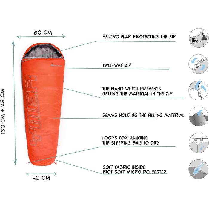 Дитячий спальний мішок Meteor Premium: літо, ультралегкий, для кемпінгу, зручний, на 8-12 років, Outdoor, легкий, весна/літо, для дітей, спальний мішок для кемпінгу