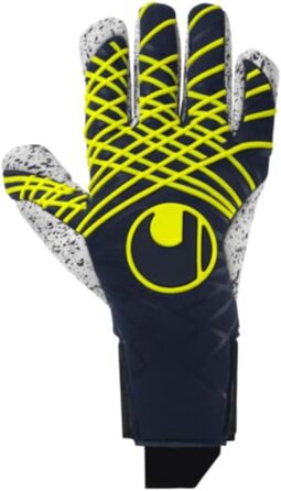 Воротарські рукавички Uhlsport Prediction Supergrip+ Finger Surround для дітей та дорослих, розмір 8.5, сині/білі/жовті, для футболу