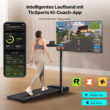 Беговая дорожка Mobvoi Home с искусственным интеллектом 3-в-1 для дома и офиса. Складний біговий тренажер з LED-дисплеєм, швидкістю 12 км/год, навантаженням до 120 кг та кутом нахилу 6% (TicSports, Zwift, Kinomap)