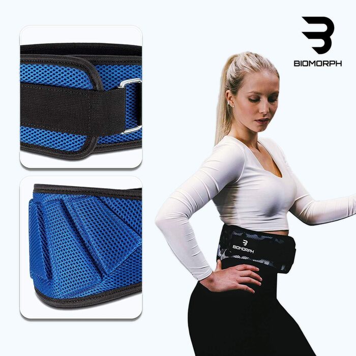 Пояс для важкої атлетики Biomorph Ocean Blue XS (75 см) для пауерліфтингу, бодібілдингу, кросфіту (унісекс)