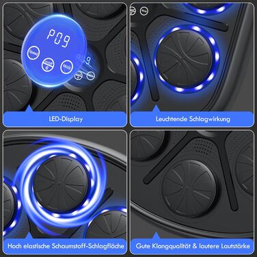 Музична бокс-машина для дорослих і дітей, Bluetooth, з LED підсвічуванням, боксерськими рукавичками, 9 режимами швидкості та лічильником ударів, електронний тренажер для боксу