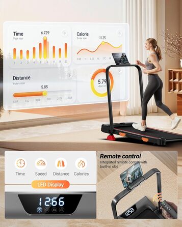 Бігова доріжка UMAY Walking Pad з нахилом 15%, швидкість до 10 км/год, тиховий двигун, для дому та офісу, макс. навантаження 136 кг, чорна