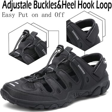 Чоловічі та жіночі сандалі SAGUARO: зручні, дихаючі, для активного відпочинку, туризму та трекінгу, чорного кольору, 46 EU