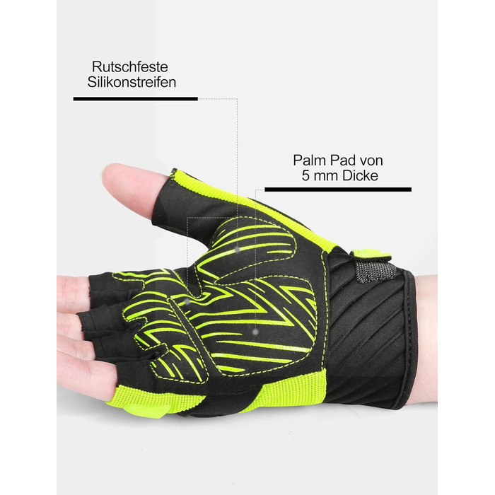 Рукавички INBIKE для їзди на велосипеді, мотокросу, фітнесу, тренувань та скелелазіння, напівпальцеві, зелені, M