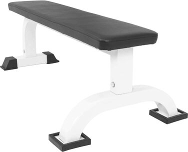 GORILLA SPORTS® Лава для жиму та тренувань, 110x58x40 см, до 250 кг, гумові ніжки, біла – фітнес лава, універсальна для силових вправ, пресу, банк для жиму лежачи