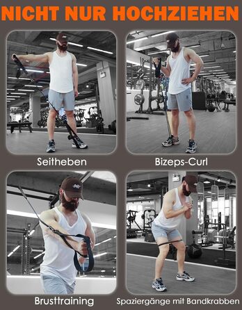 Смуги для підтягувань Fitarc: регульовані еластичні стрічки для підтягувань, 4 шт. з комфортними підставками для ніг. Багатофункціональні тренувальні стрічки для дверей