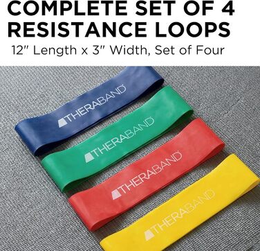 TheraBand Набір гумових петель для фітнесу (4 шт.), 30 см, для ніг, сідниць, реабілітації, вправ, розтяжки, силових тренувань - всі рівні