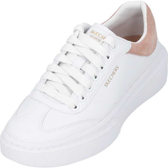 Жіночі кеди Skechers Cordova Classic Best Behavior білого кольору з рожевою облямовою, шкіряні, розмір 38 EU
