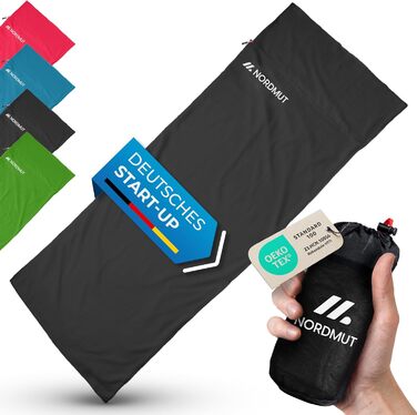 Спальний мішок NORDMUT® для подорожей: ультралегкий, з мікрофібри або бавовни, дихаючий, з кишенькою для подушки, сірий, поліестер