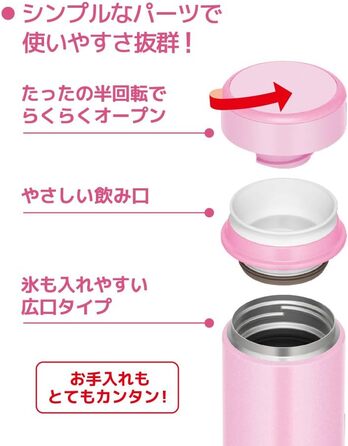 Термос-пляшка Thermos JOG-250 LP, вакуумна, 250 мл, світло-рожева
