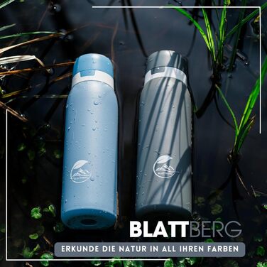 BLATTBERG Фільтр-пляшка для води з нержавіючої сталі 740 мл, захист 99,9999% від бактерій, вірусів, паразитів і важких металів, фільтрація 0,01 мкм, сіра, для туризму і активного відпочинку