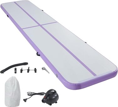 Надувна гімнастична мата LSLIFE для дому: 3м, 4м, 5м, 6м, товщина 10см, з електричним насосом. Підходить для гімнастики, йоги, акробатики, тренувань дітей.