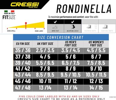 Ласти Cressi Rondinella жовті 37/38 – легкі для дайвінгу, фрідайвінгу та снорклінгу, для дорослих і дітей