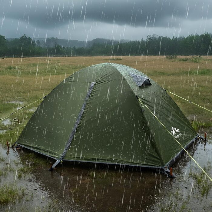 Намет Night Cat Camping для 2 осіб: Водонепроникний, легкий, 3-сезонний, з тамбуром, компактний для трекінгу, фестивалів, зелений