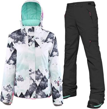 Водонепроникний та вітронепроникний жіночий комплект для катання на лижах (куртка та штани) – теплий зимовий костюм для походів та сноубордингу, оранжево-чорний (L, білий+чорний)