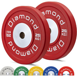 Пара змагальних дисків Pro Diamond 2 x 25 кг, 50 мм, червоні – для штанги та гантелей, тренажерний зал і домашній фітнес