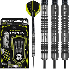 Дротики WINMAU Michael Van Gerwen MvG Authentic 22 г, професійні, вольфрамові, зі сталевим наконечником, з оперенням та хвостовиками