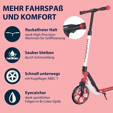 Самокат HUDORA BigWheel 205 Advanced FC Bayern München, алюмінієвий, до 100 кг, складаний, для дітей, підлітків і дорослих