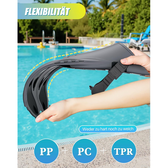 Ласти для плавання Schnorchelflossen, регульовані, дорослі/дитячі, унісекс, чорні (S/M) з сітчастим чохлом