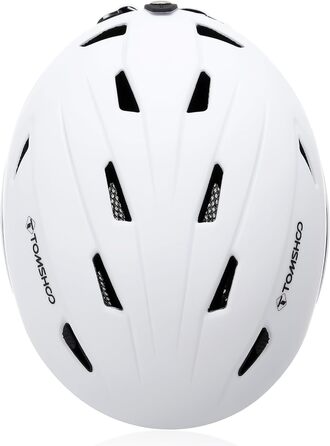 Шолом для сноуборду та лиж TOSHOO з візором та навушниками, вентиляційні отвори, міцний, теплий та дихаючий, для чоловіків (білий з маскою, L)