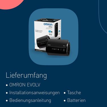 OMRON EVOLV автоматичний тонометр на плече бездротовий, клінічно перевірений, підходить для вагітних, з безкоштовним додатком для здоров'я, акційний комплект – 6 місяців OMRON connect Premium безкоштовно