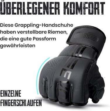 Рукавички для ММА EVO Fitness: чоловічі та жіночі, для тренувань, боротьби, спарингу, карате, Taekwondo, боксу, Muay Thai, кікбоксингу. Чорний колір