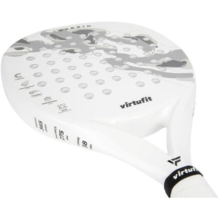Ракета для падел-тенісу VirtuFit Control - для початківців/гібридна - середній/Fusion Pro - для досвідчених, білий/сріблястий (Fusion Pro)