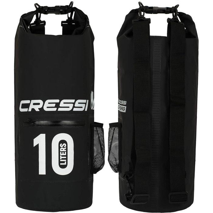 Водонепроникна сумка CRESSI для дайвінгу, плавання, риболовлі, катання на човні, каяку, рафтингу, кемпінгу та сноубордингу, чорна, 10 л