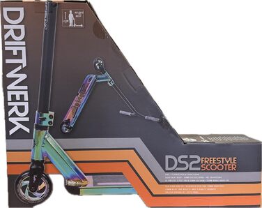 Трюковий самокат Driftwerk DS2+ для дітей, неохром, веселка, фристайл