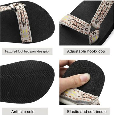 Спортивні сандалі OUSIMEN для жінок, піші прогулянки, з підтримкою склепіння стопи, анатомічна устілка, бежеві, 42 EU