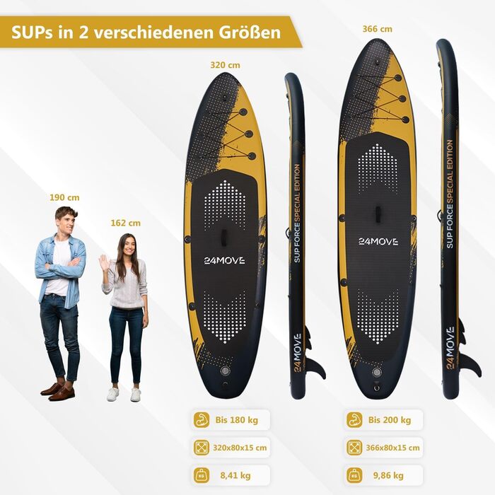 Надувна SUP-дошка 24MOVE® Premium для йоги та серфінгу, 366x80 см, червона, з аксесуарами, подвійний насос, антиковзка поверхня, для дітей і дорослих