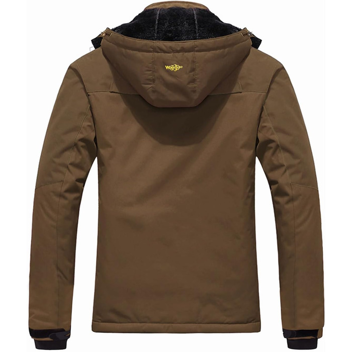 Чоловіча гірськолижна куртка Wantdo з флісовою підкладкою, водонепроникна та дихаюча, з капюшоном, вітрозахисна. Куртка Outdoor, кави, L