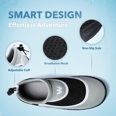 Водні шкарпетки WateLves: Швидковисихаючі, дихаючі, унісекс (43 EU, Темно-сірий)