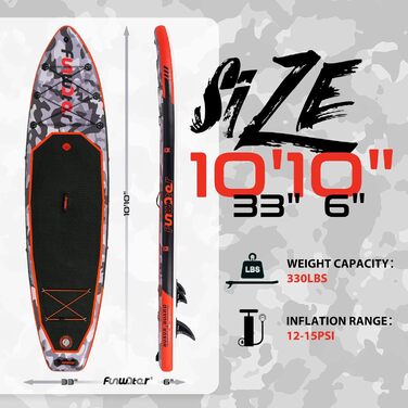 Надувний SUP Борд FunWater 10'10' - комплект з аксесуарами (чорний/зелений)