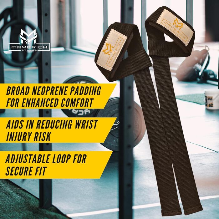 MAVERICK STRAPS Пояси для важкої атлетики з м'якою підкладкою, ремені для підтримки зап'ясть, аксесуари для фітнесу для чоловіків і жінок, ремені для станового тягу, поліпшене зчеплення та підтримка зап'ясть, ідеально для пауерліфтингу та тренувань