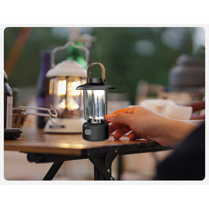 LED кемпінгова лампа AuRiver: портативна, USB, з ліхтариком, 3 режими, IPX3, для кемпінгу, намету, саду, дому