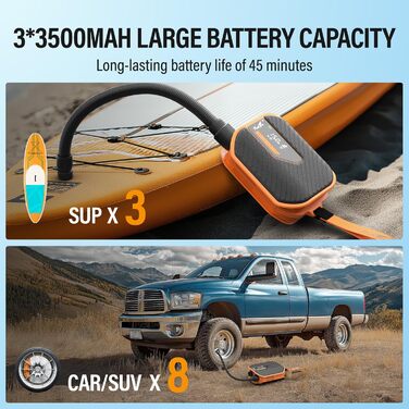 Електричний насос для SUP TowerTop 10.500 mAh, 50 PSI з вентилятором охолодження та LCD-дисплеєм – для надувних дощок