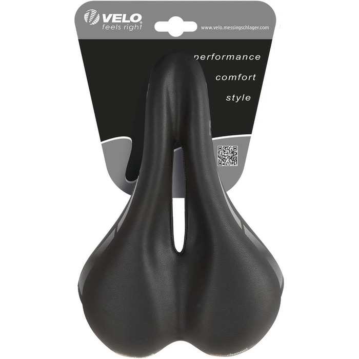 Велосипедне сідло Velo Wide Channel для туризму, чорне, з дзвінком