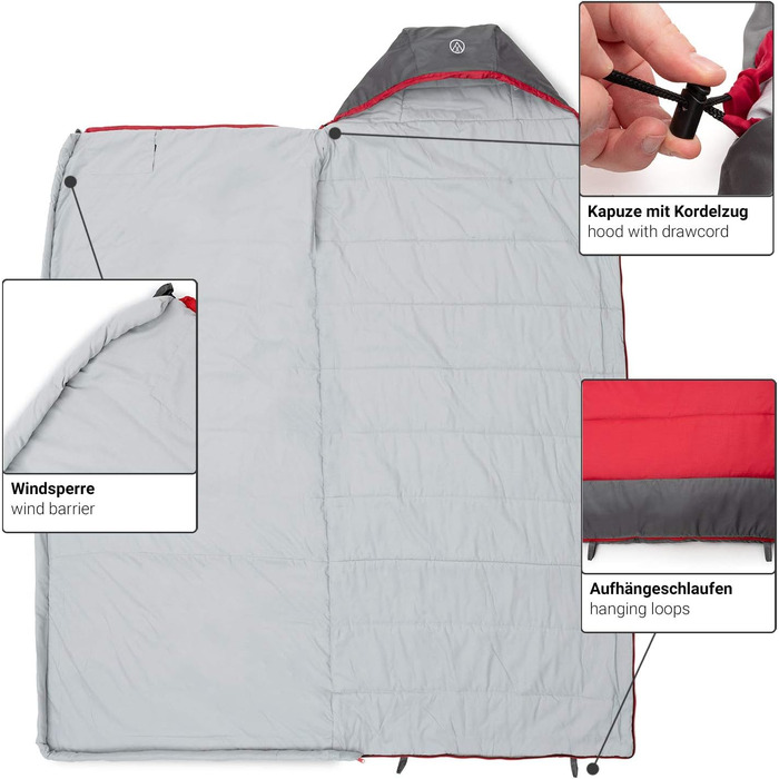 Сплячий мішок Justcamp Melvin XXL 4 сезони для дорослих, сірий