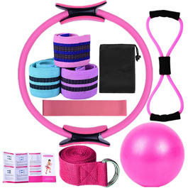 Набір для пілатесу HoldOneLight для жінок: кільце, фітбол 25см, гумки Booty & Figure-8, повний комплект для фітнесу, рожевий