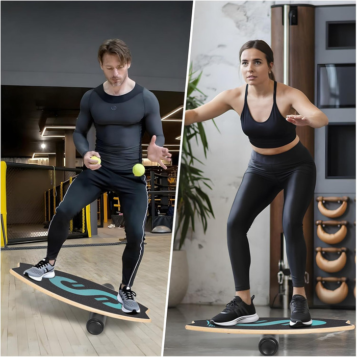 Баланс-борд Surfin Holz 6: для дітей та дорослих, 6 режимів, тренування балансу з роликом та кулею, 79.5 x 34.5 см